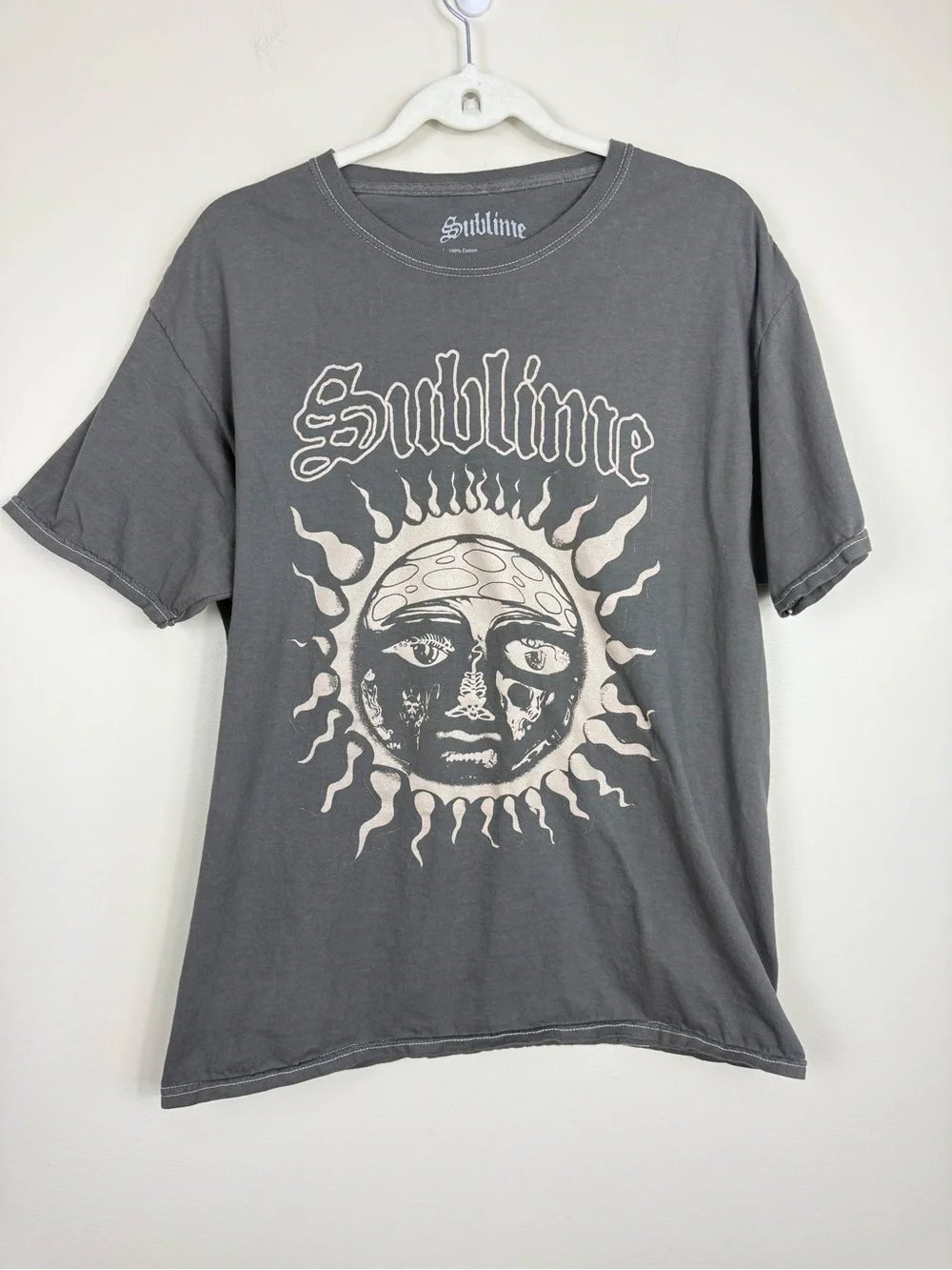 Sublime Sun Face Graphic Tee Mens Large Charcoal Gray Cotton Music Punk Rock